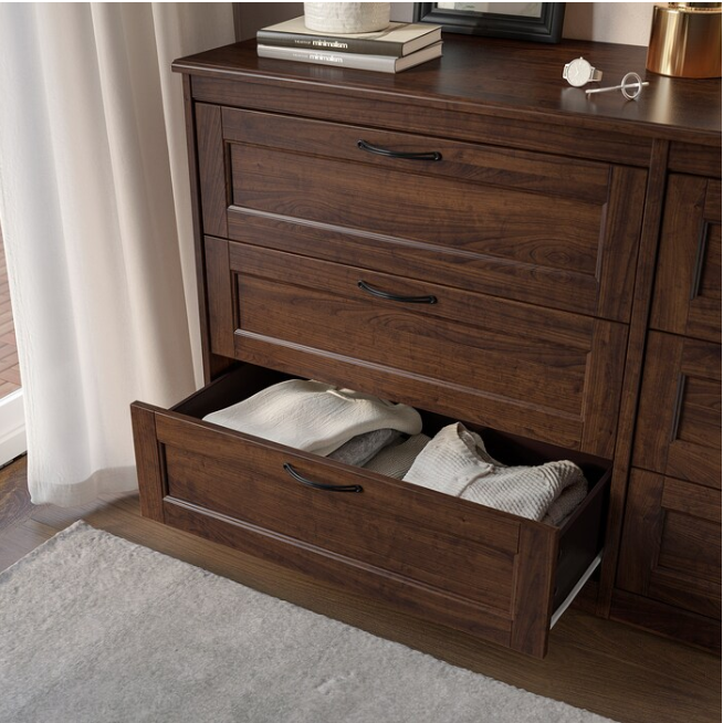 SONGESAND Chest of 6 drawers, brown, 161x81 cm