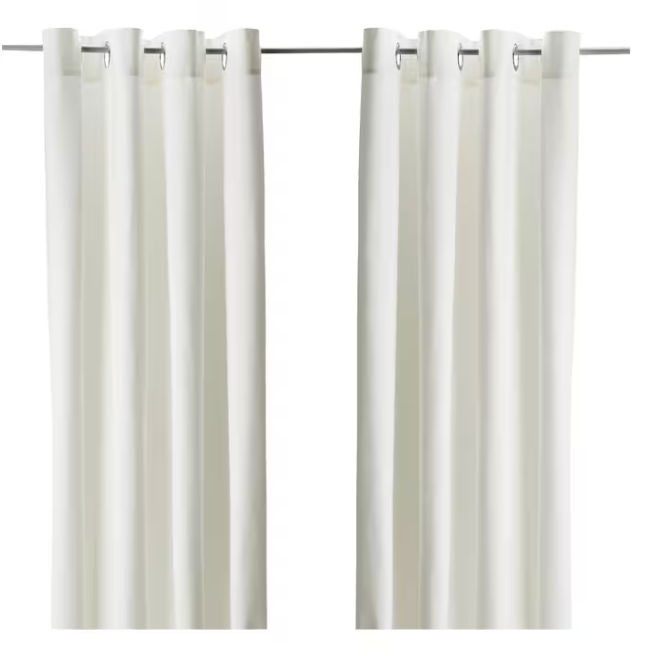 IKEA MERETE Room darkening curtains, 1 pair, white/with eyelets, 145x300 cm