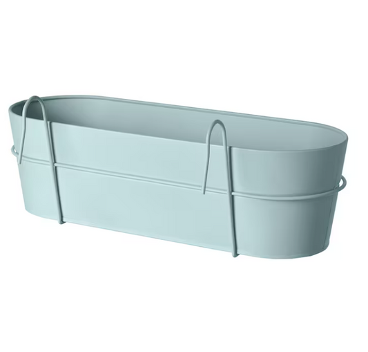 IKEA VITLÖK Flower box with holder, in/outdoor light grey-blue, 56x20 cm