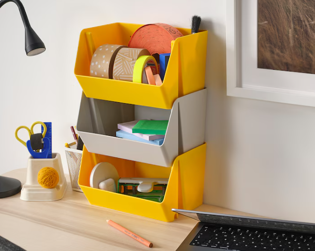 IKEA FODERTRÅG Organiser for desk/wall, light grey, 25x18x15 cm