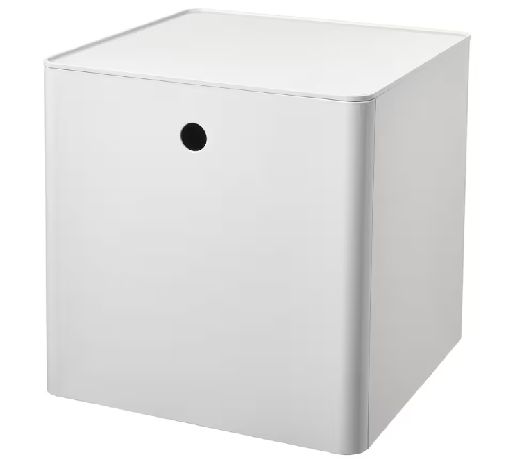 KUGGIS Storage box with lid, white, 32x32x32 cm
