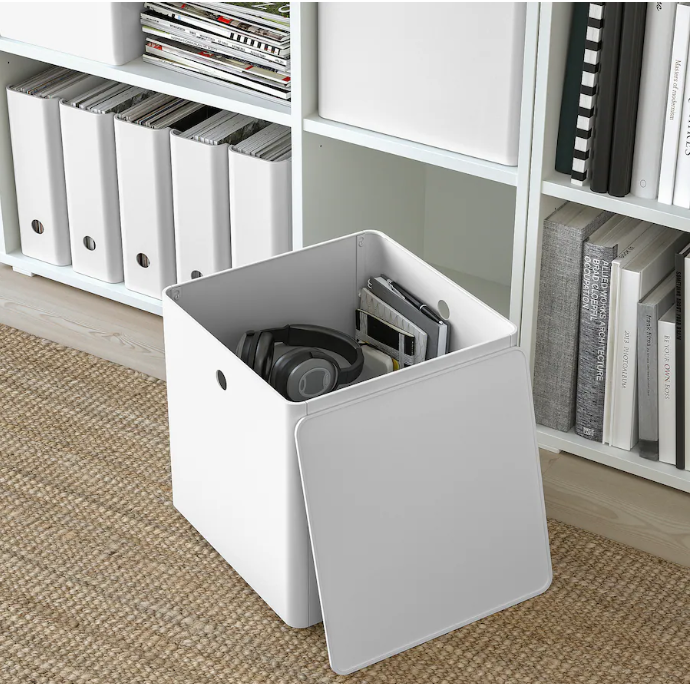 KUGGIS Storage box with lid, white, 32x32x32 cm