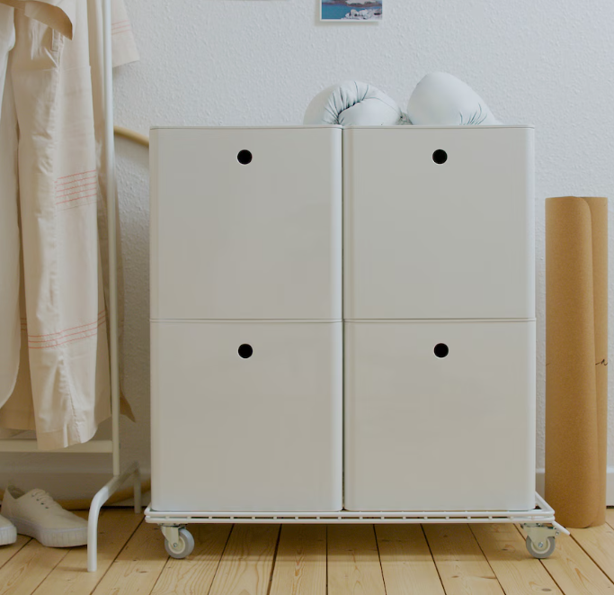 KUGGIS Storage box with lid, white, 32x32x32 cm