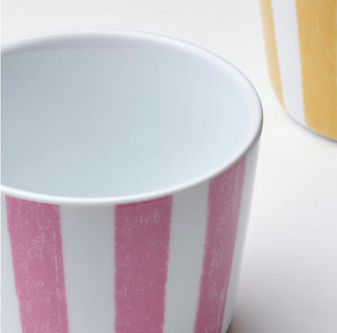 IKEA KLIPPAKLEJA Mug, patterned/yellow pink, 24 cl Set of 2
