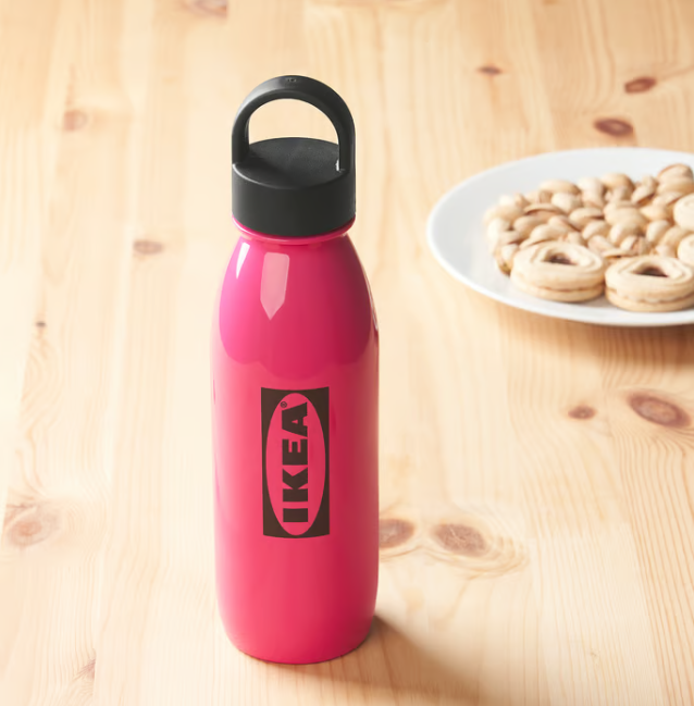 IKEA AURTIENDE Water bottle, pink, 0.5 l