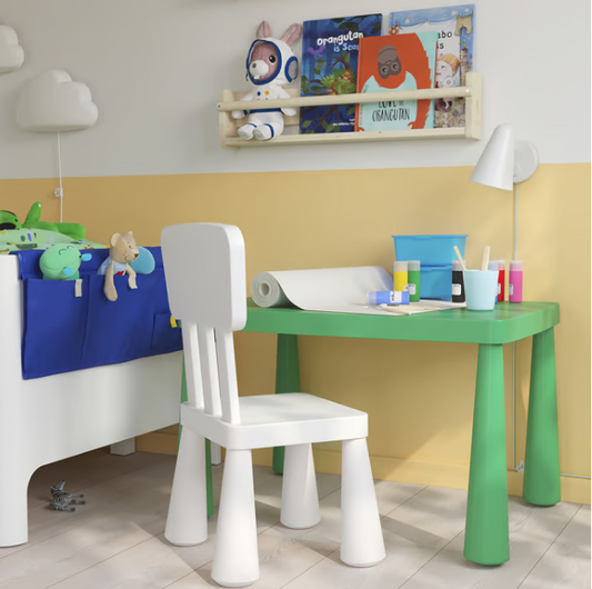 IKEA MAMMUT Children's table, in/outdoor/bright green, 77x55 cm
