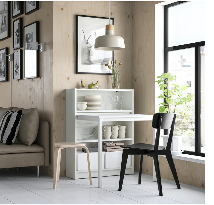 BILLY Bookcase with desk, white, 80x106 cm