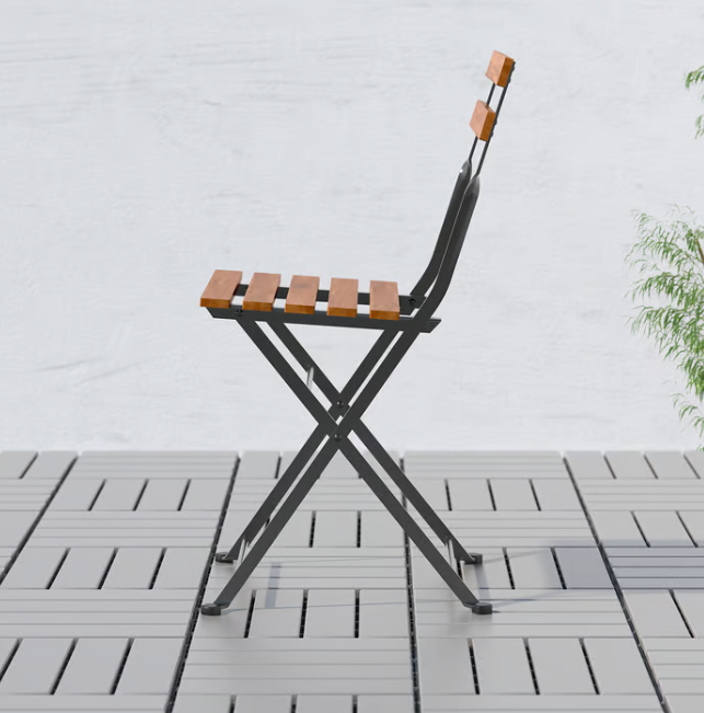IKEA TÄRNÖ Chair, outdoor, foldable black/light brown stained
