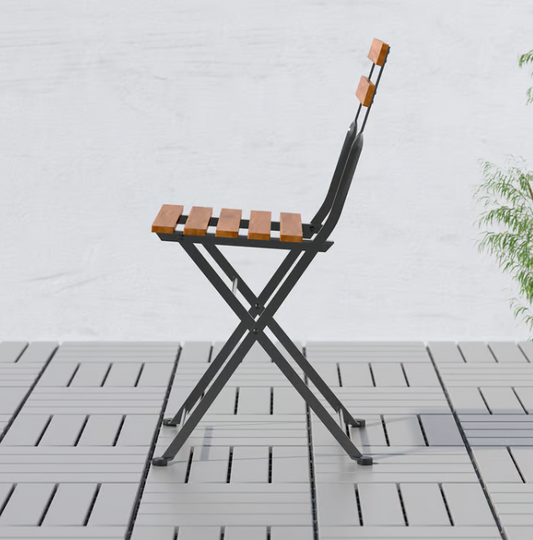 IKEA TÄRNÖ Chair, outdoor, foldable black/light brown stained