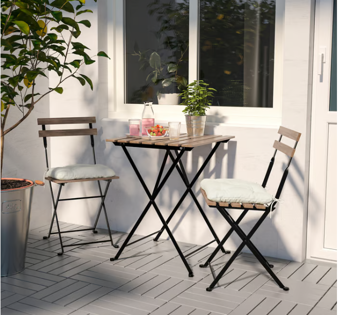 IKEA TÄRNÖ Chair, outdoor, foldable black/light brown stained