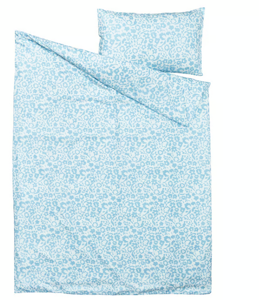 IKEA CYMBALBLOMMA Duvet cover and pillowcase, white/blue, 150x200/50x80 cm