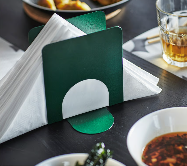 IKEA SKOGSRÖR Napkin holder, dark green, 13x12 cm