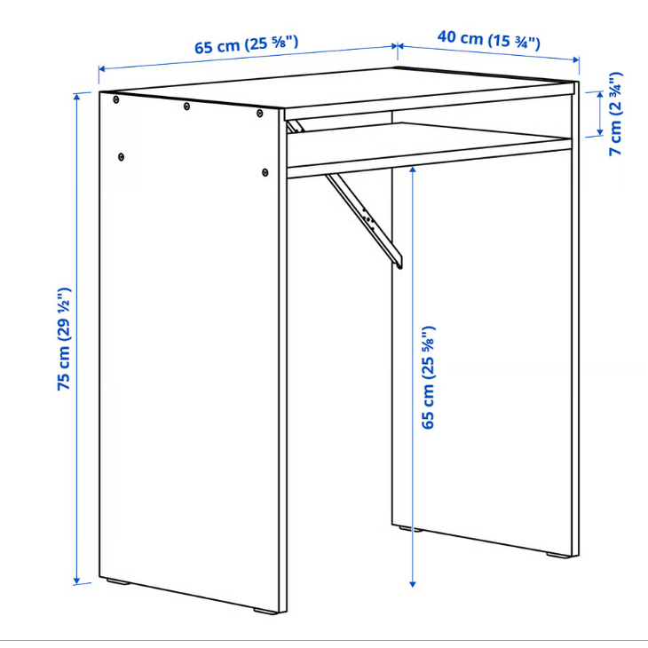 IKEA TORALD Desk, white, 65x40 cm