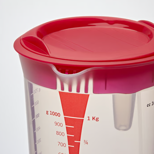 IKEA INFRIA Jug with lid and citrus squeezer, transparent/cerise, 1.0 l