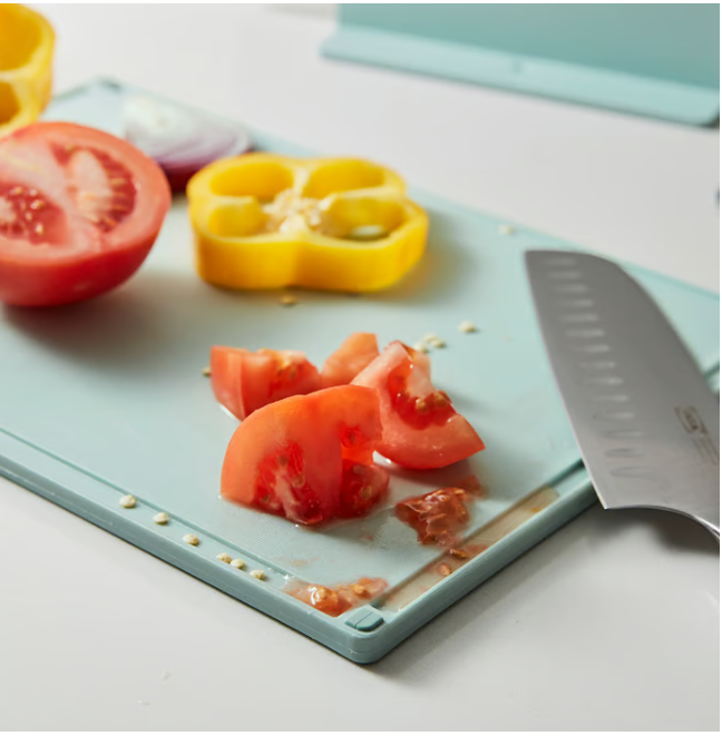 IKEA GUMMIHAJ Holder with 3 chopping boards, mixed colours