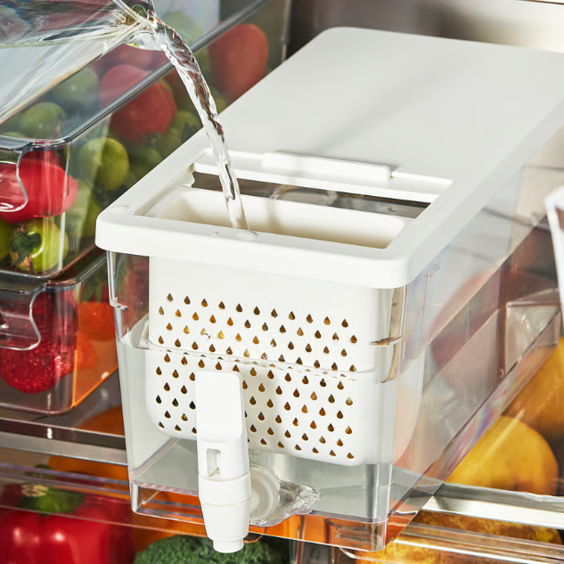 IKEA KLIPPKAKTUS Container w tap disp for fridge, transparent, 4.5 l