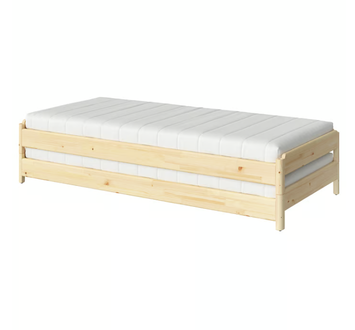 IKEA UTÅKER Stackable bed with 2 mattresses, pine/Åfjäll firm