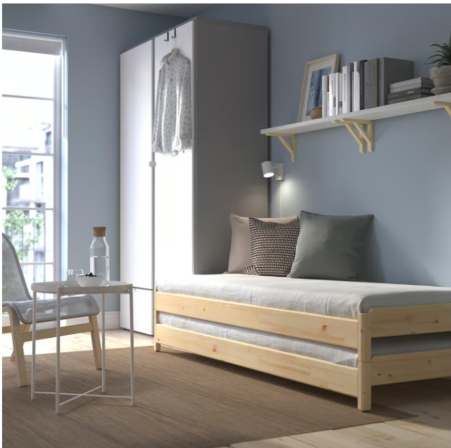 IKEA UTÅKER Stackable bed with 2 mattresses, pine/Åfjäll firm, 80x200 cm