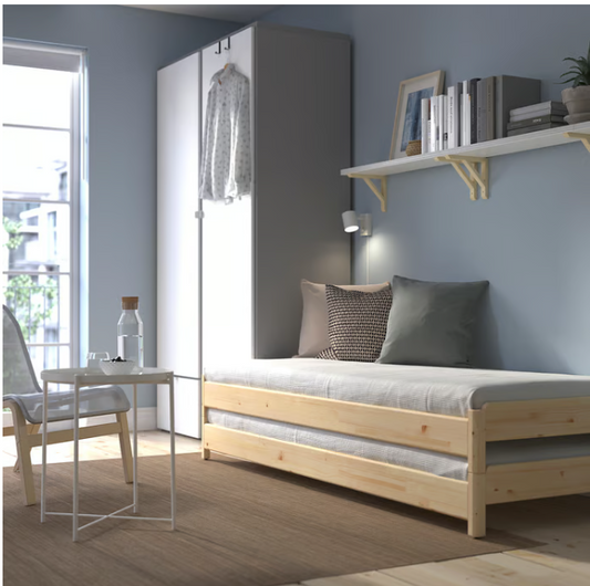 IKEA UTÅKER Stackable bed with 2 mattresses, pine/Åfjäll firm, 80x200 cm