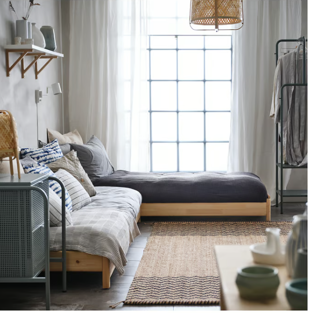 IKEA UTÅKER Stackable bed with 2 mattresses, pine/Åfjäll firm, 80x200 cm