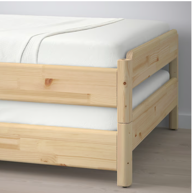 IKEA UTÅKER Stackable bed with 2 mattresses, pine/Åfjäll firm, 80x200 cm