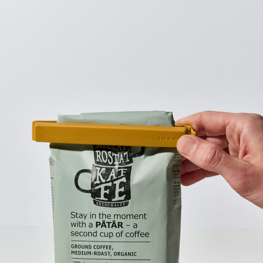 IKEA BEVARA Sealing clip, anthracite/dark yellow (Set of 6)