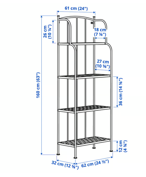 IKEA LÄCKÖ Shelving unit, outdoor, grey, 61x160 cm