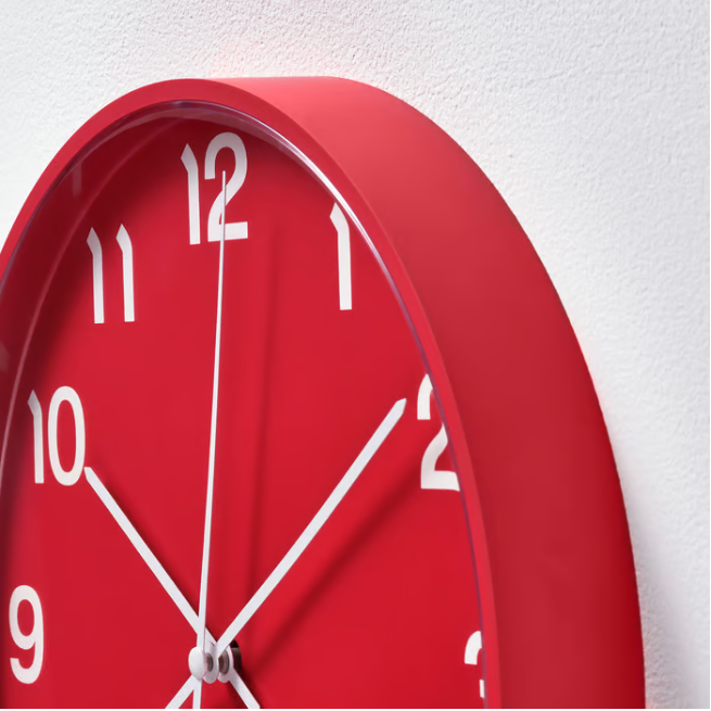 IKEA PLUTTIS Wall clock, red, 28 cm