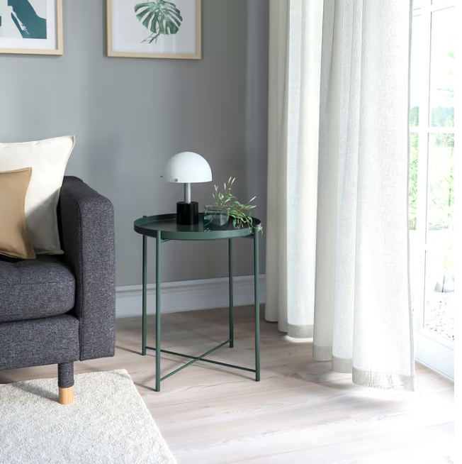 IKEA GLADOM Tray table, dark grey-green, 45x53 cm