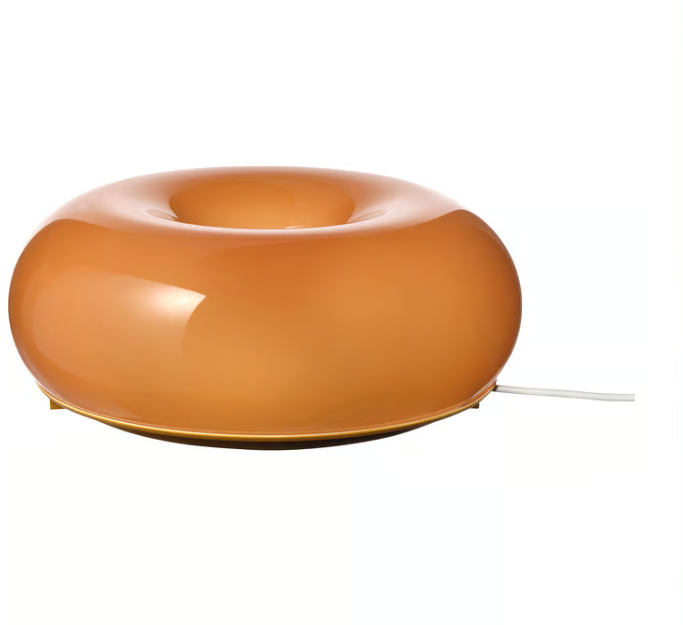 IKEA VARMBLIXT LED table/wall lamp, orange glass/round, 30 cm