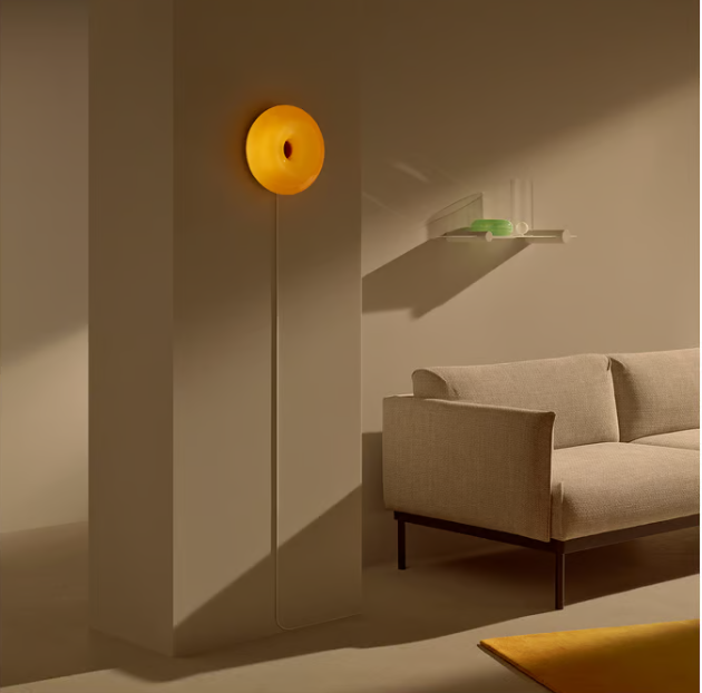 IKEA VARMBLIXT LED table/wall lamp, orange glass/round, 30 cm