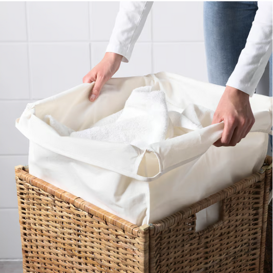 IKEA BRANÄS Laundry basket with lining, rattan, 80 l