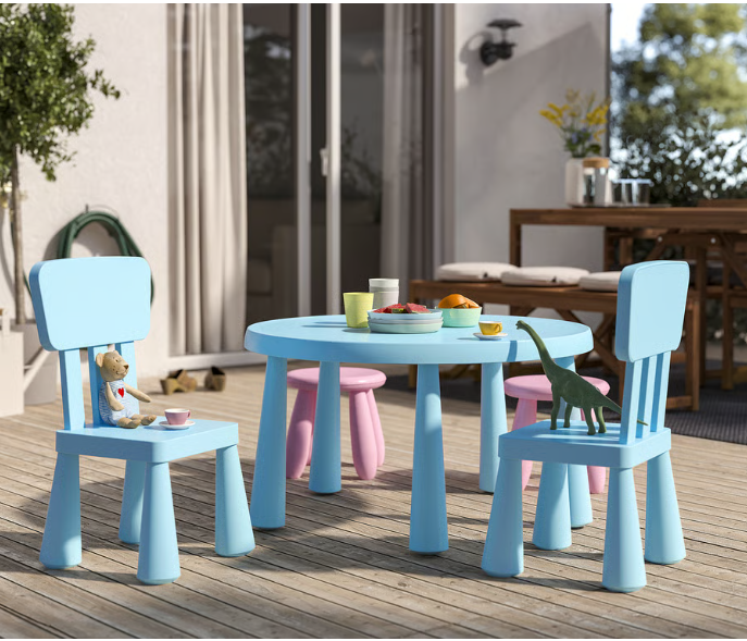 MAMMUT Children's table, in/outdoor/light blue, 85 cm
