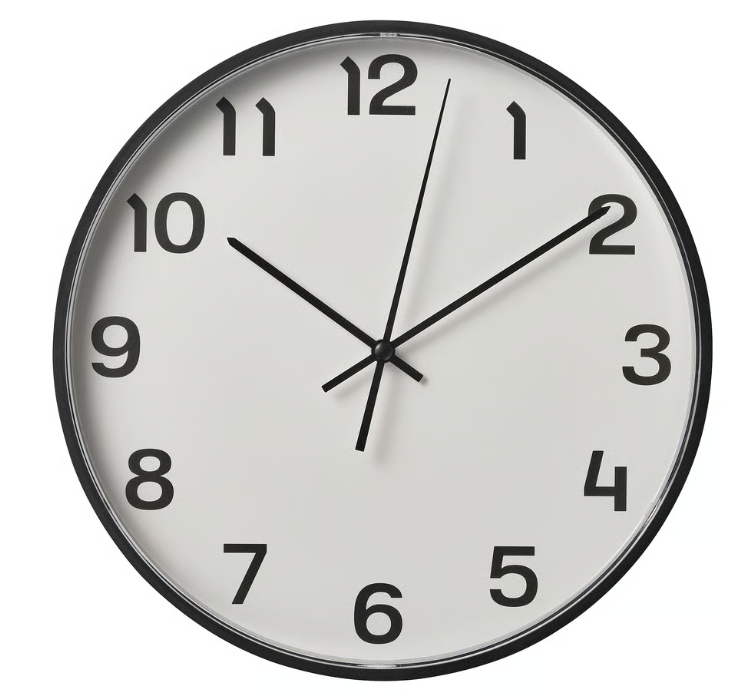 IKEA PLUTTIS Wall clock, black, 28 cm
