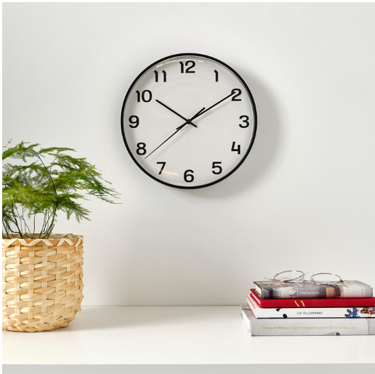IKEA PLUTTIS Wall clock, black, 28 cm
