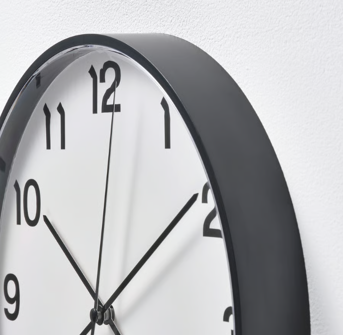 IKEA PLUTTIS Wall clock, black, 28 cm