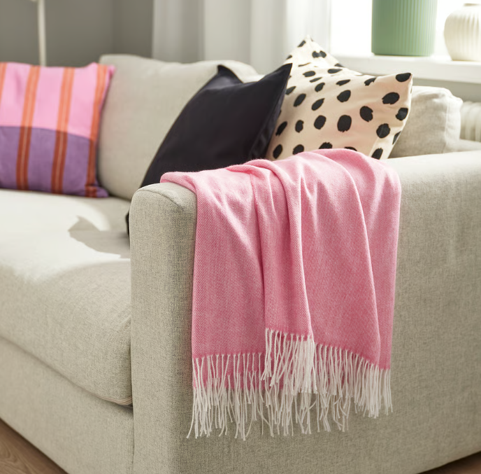 IKEA HOLMVI Throw, pink, 120x160 cm