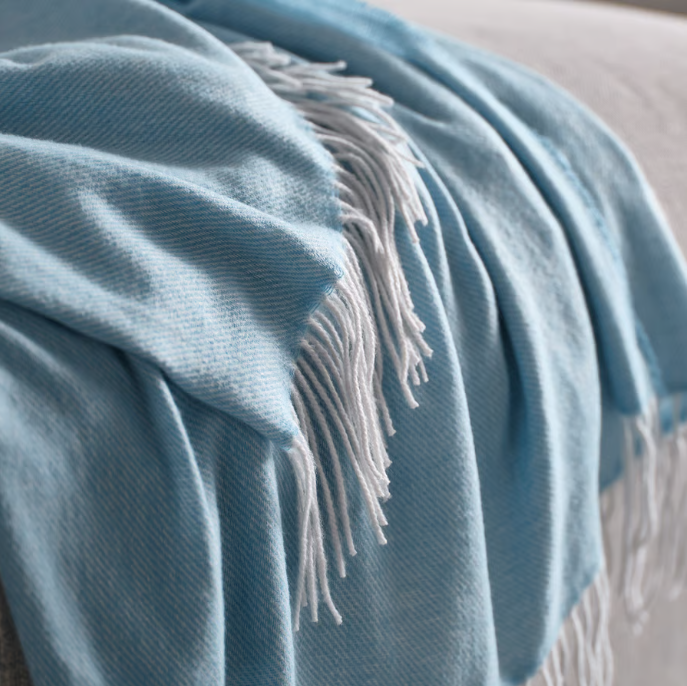 IKEA HOLMVI Throw, blue, 120x160 cm