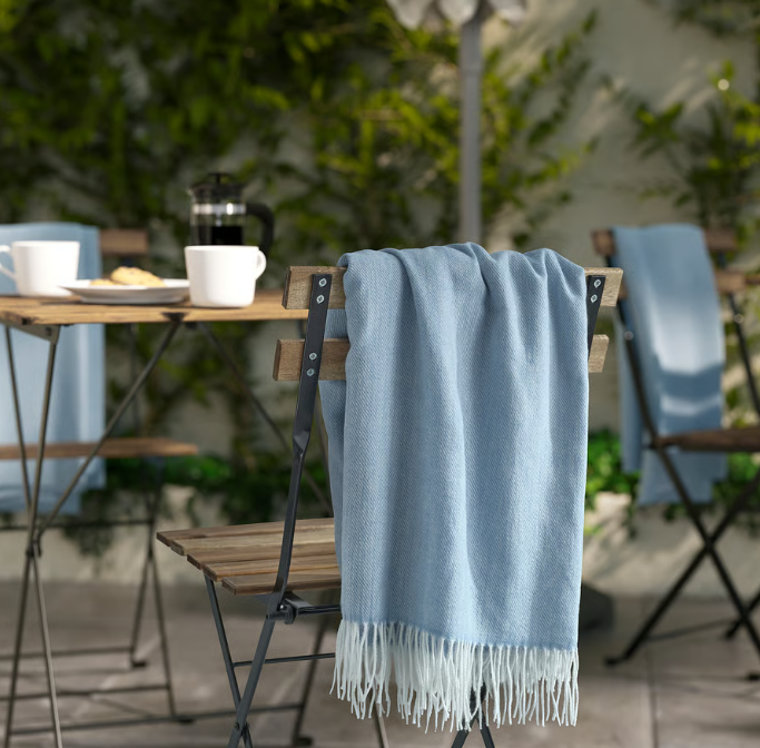IKEA HOLMVI Throw, blue, 120x160 cm