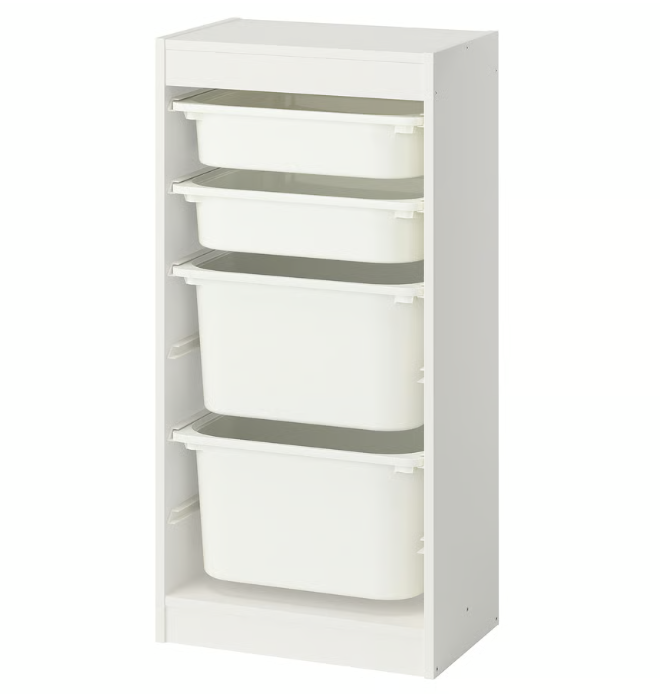 IKEA TROFAST Storage combination with boxes, white/white, 46x30x94 cm