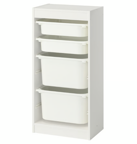 IKEA TROFAST Storage combination with boxes, white/white, 46x30x94 cm