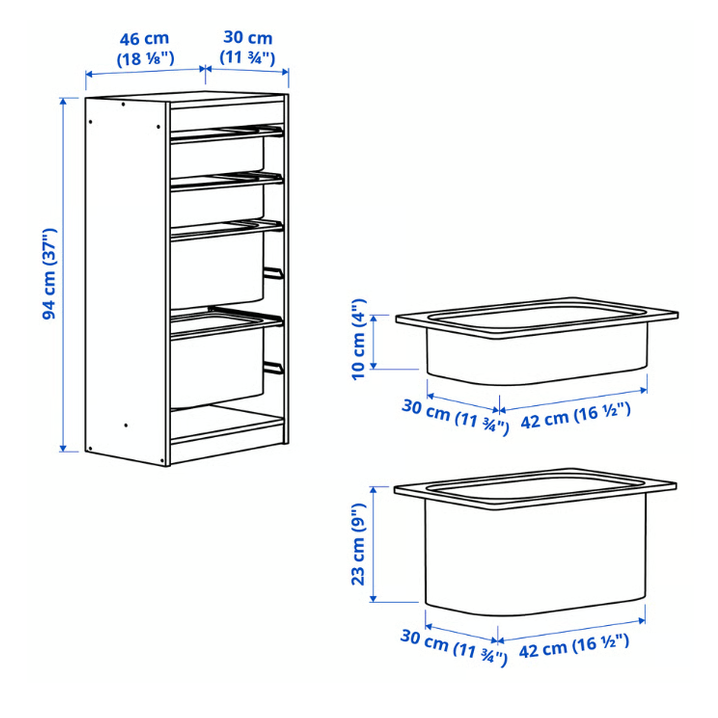 IKEA TROFAST Storage combination with boxes,46x30x94 cm