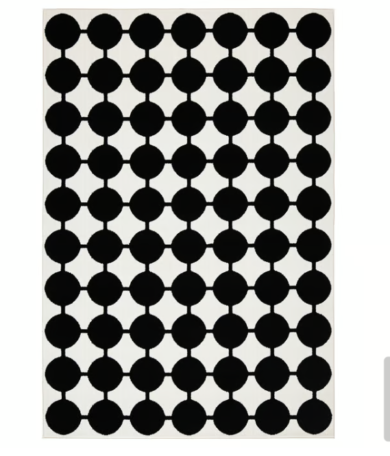 IKEA VÄNDPLATS Rug, low pile, white/black dotted, 133x195 cm