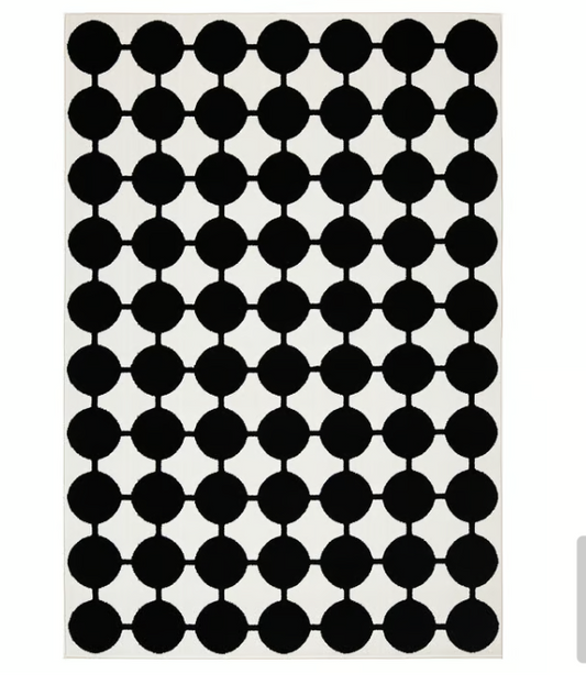 IKEA VÄNDPLATS Rug, low pile, white/black dotted, 133x195 cm