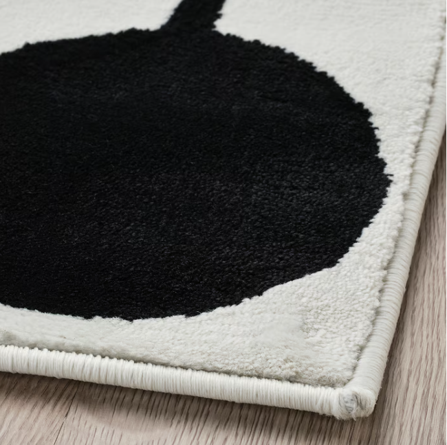 IKEA VÄNDPLATS Rug, low pile, white/black dotted, 133x195 cm