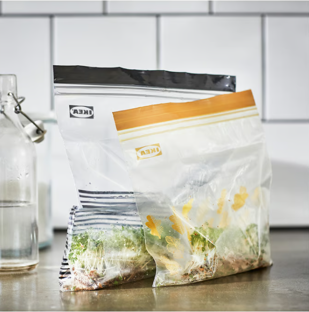 IKEA ISTAD Resealable bag, patterned black/yellow, 2.5/1.2 l