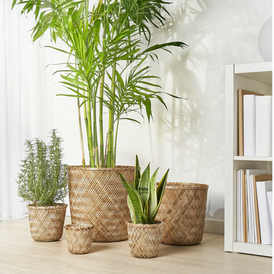 IKEA KLYNNON Plant pot, handmade bamboo, 24 cm
