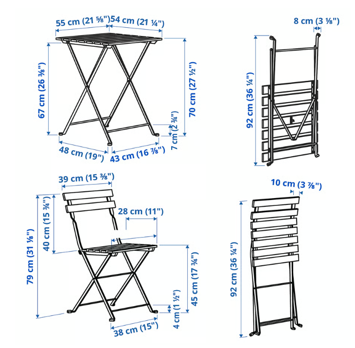 IKEA TÄRNÖ Table+2 chairs, outdoor, black/light brown stained