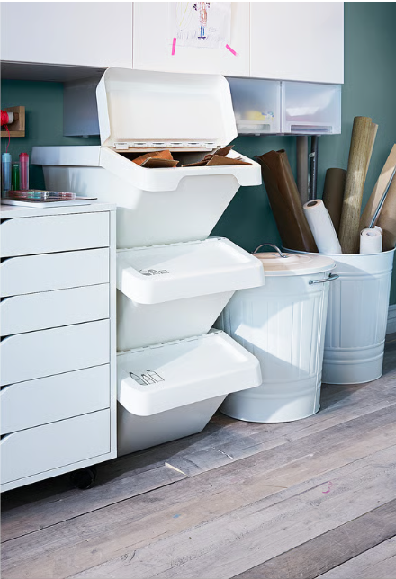 IKEA SORTERA Waste sorting bin with lid, white, 37 l
