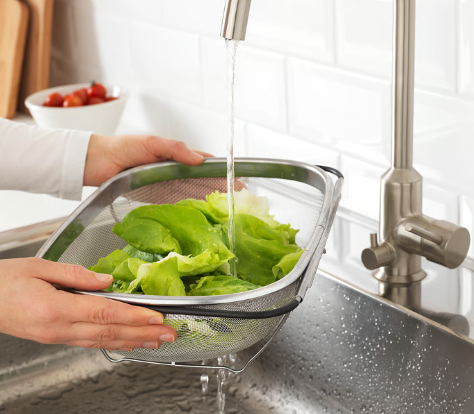 IKEA IDEALISK Colander, stainless steel/black, 34x23 cm